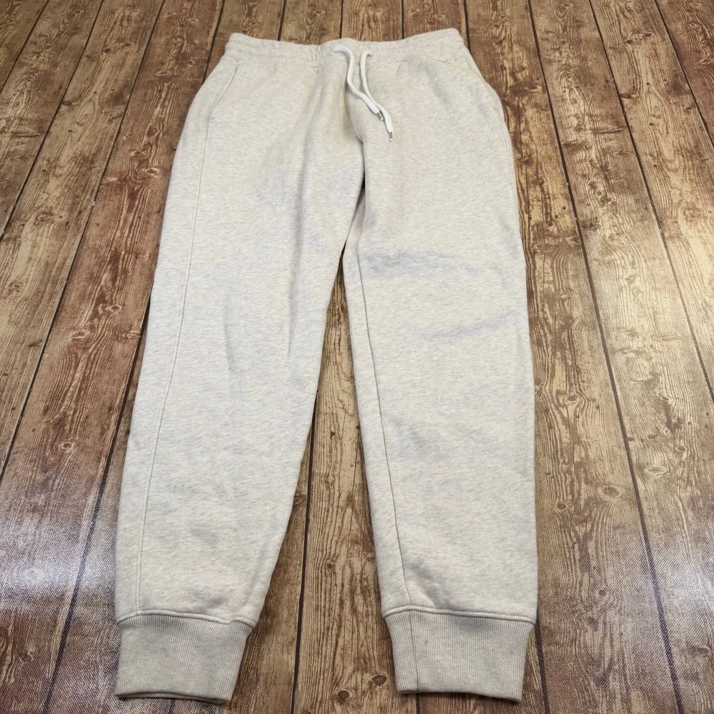 Hollister Jogger Sweatpants Mens Small Oatmeal Heathered Fleece Cuffed